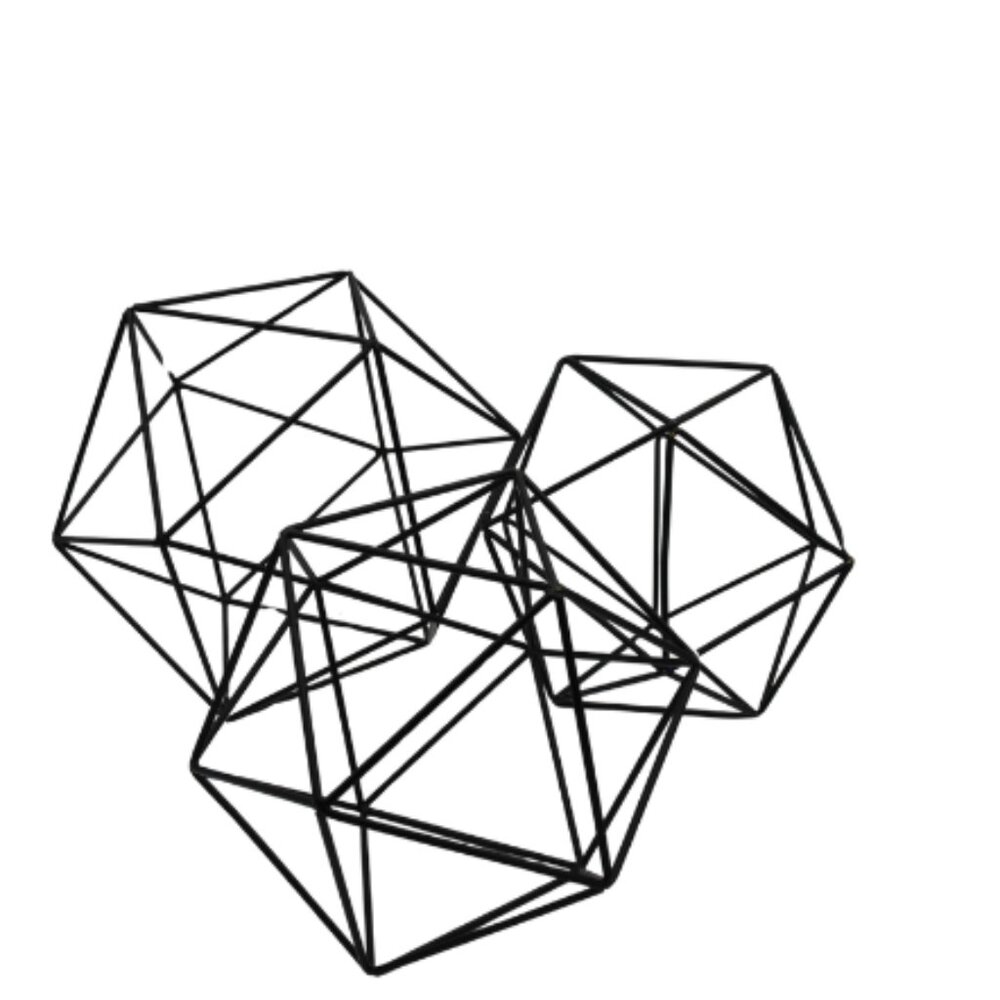 Bronze Metal Geometric Shape Sculptures.